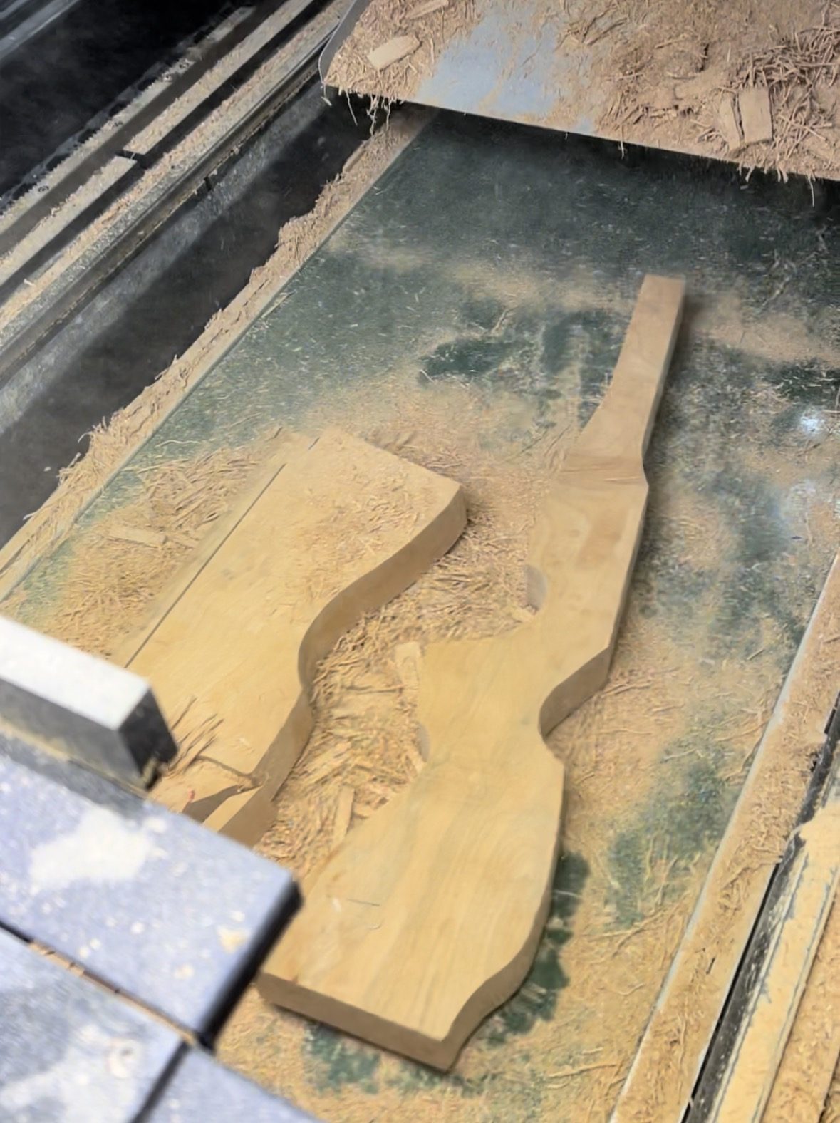 Gunstock blank output after CNC cutting
